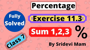 RD Sharma class 7 ex 11.3 fully solved sum 1,2,3 chapter 11 percentage solution  in english