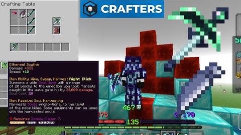 Crafting best power full weapon in craftermc (ethereal scythe)