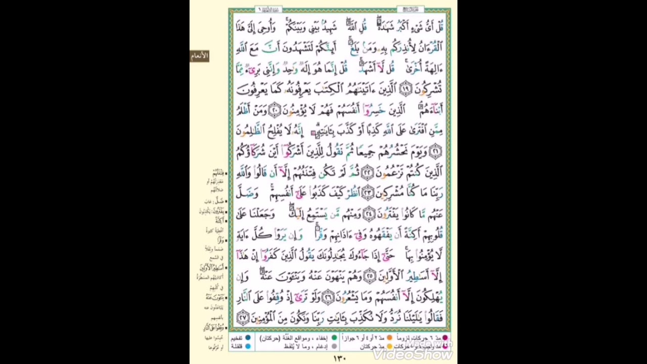الربع الثاني من سورة الأنعام ( وله ماسكن في اليل والنهار..) مكرر خمس مرات