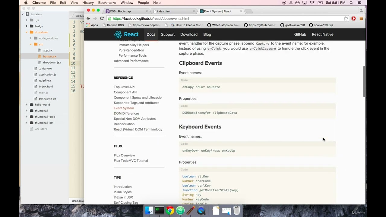 Build Web Apps with React JS and Flux 4 3  Exploring State and Events   Bringing Button Back