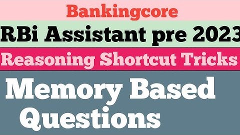 Memory Based Questions For RBI assistant pre 2023 | Reasoning Shortcut Tricks | Day-1 |