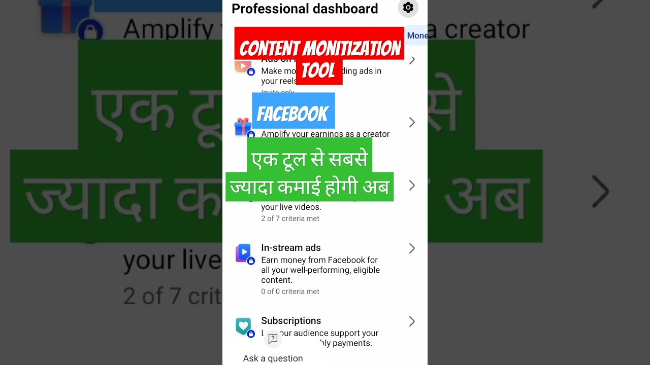 Facebook content monitization tool. Ads on reels in stream. Bonus 