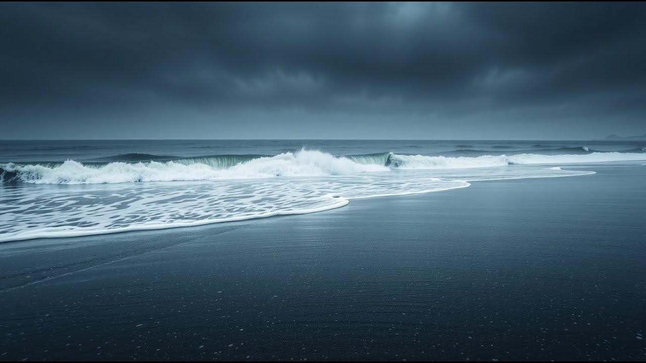 Listen 11 Hours Big Ocean Waves for Deep Relaxation & Sleep Soft Ocean Flow Beneath Silver Sky