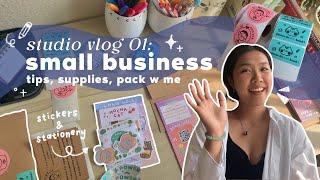 studio vlog 01: small business tips, supplies, pack orders with me ♡