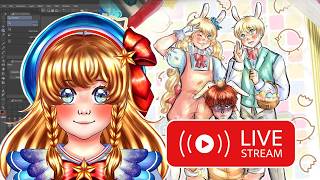 Easter Bunnies Illustration ⭐ Real time rendering [LIVE STREAMING]