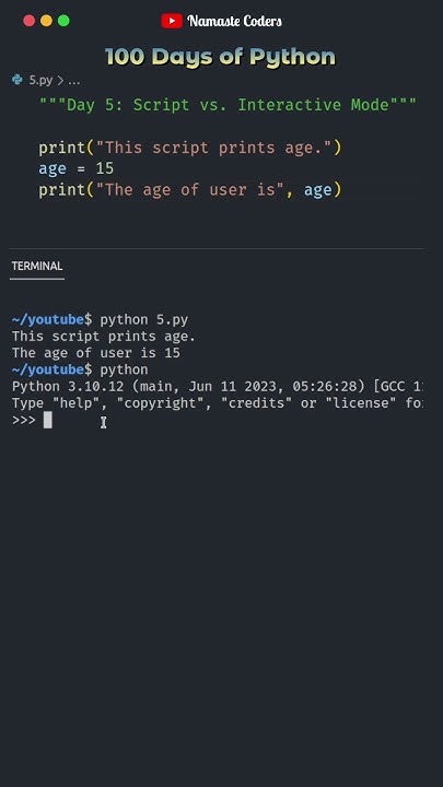 Script vs. Interactive Modes | Day 5 | 100 Days of Python # ...