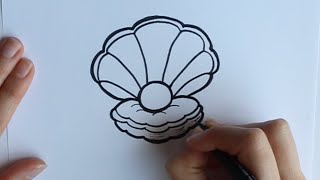 Cómo dibujar una Concha con Perla Dibuja Conmigo Dibujos de Mar