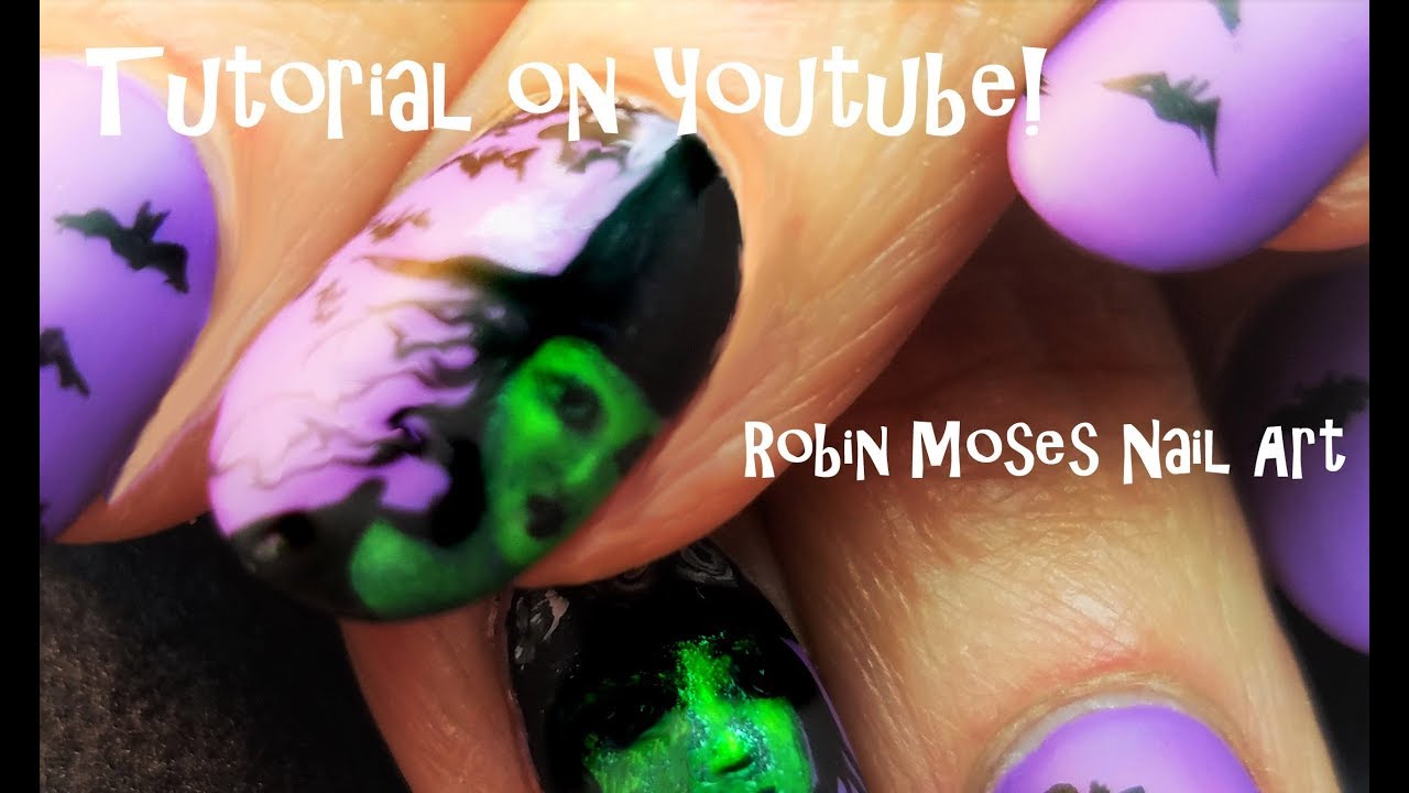 How To Paint a Witches Face on Nails | Halloween Nail Art Design Tutorial