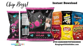 Tik Tok party favor ideas| How to Personalize Custom Party Favor Chip Bag Template