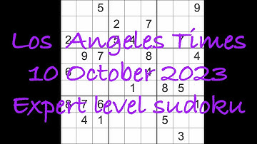 Sudoku solution – Los Angeles Times 10 October 2023 Expert level