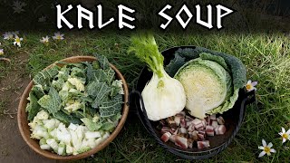 Kale Soup | Viking Food and Cooking | Primitive Fire Making | Flint and Steel | Outdoor Cooking