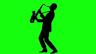 Saxophonist Silhoutte Green Screen - Blue Screen --HD