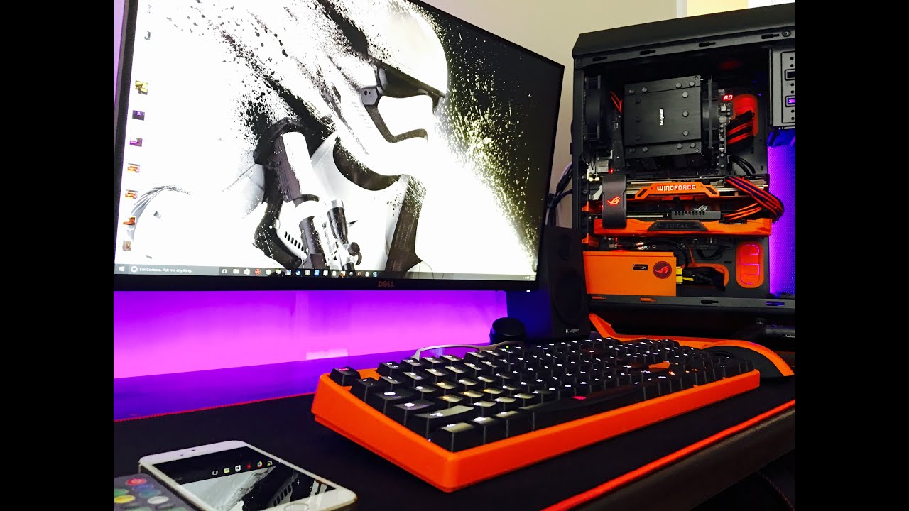 $2400 Ultimate Orange Gaming pc Set-Up | Be Quiet Case ...