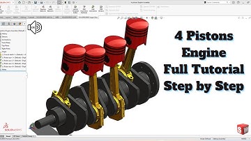 4 Cylinders Engine CrankShaft SolidWorks Full Tutorial STEP by STEP!