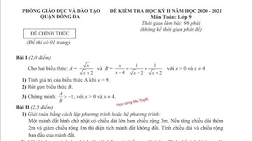 Toán 9 - Đề 04 - Giải đề thi Cuối Kỳ 2 môn Toán lớp 9 năm học 2020-2021