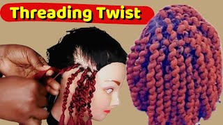 New African Threading Twist Hairstyle with Brazilian wool