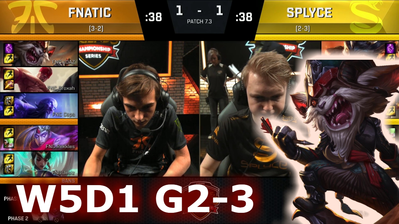 Fnatic vs Splyce | Game 3 S7 EU LCS Spring 2017 Week 5 Day 1 | FNC vs SPY G3 W5D1