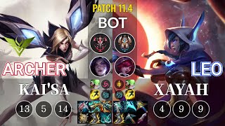 V3 Archer Kai'Sa vs Leo Xayah Bot - KR Patch 11.4