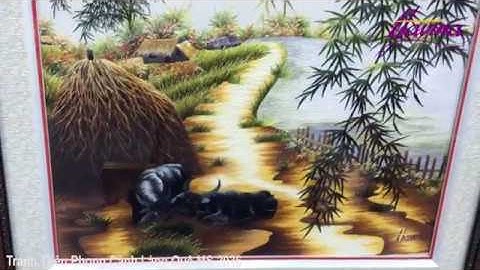 TRANH THÊU ĐỒNG QUÊ  -  TRANH THÊU PHONG CẢNH LÀNG QUÊ MS 2036