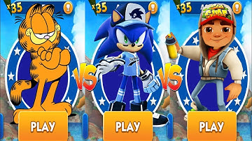 Sonic Dash vs Subway Surfers vs Garfield Rush - All Characters Unlocked All Bosses - Gameplay