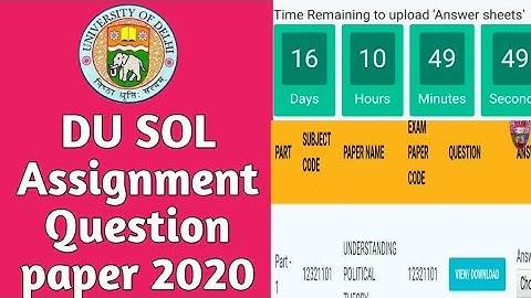 DU SOL Assignment Question paper 2020 || How to download Questions Paper 😮.