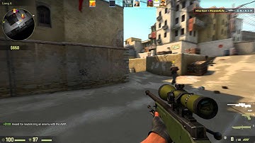 CS:GO Dust 2 AWP jump shot wall bang head shot ~