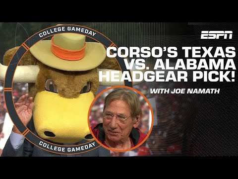 Lee corso's headgear pick for texas vs. Alabama with joe namath | college gameday