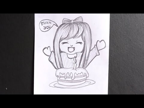 How to Draw a Cute Anime Girl on Birthday | Anime Cute Girl Drawing |  Pencil Sketch - YouTube