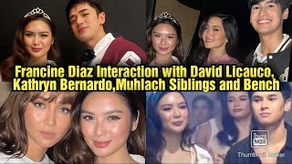 Francine Diaz Interaction with David Licauco, Kathryn Bernardo,Muhlach Siblings and Bench Models
