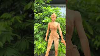 wooden create a warrior girl art #woodstatue #woodart #woodcrafting #wooddesigner
