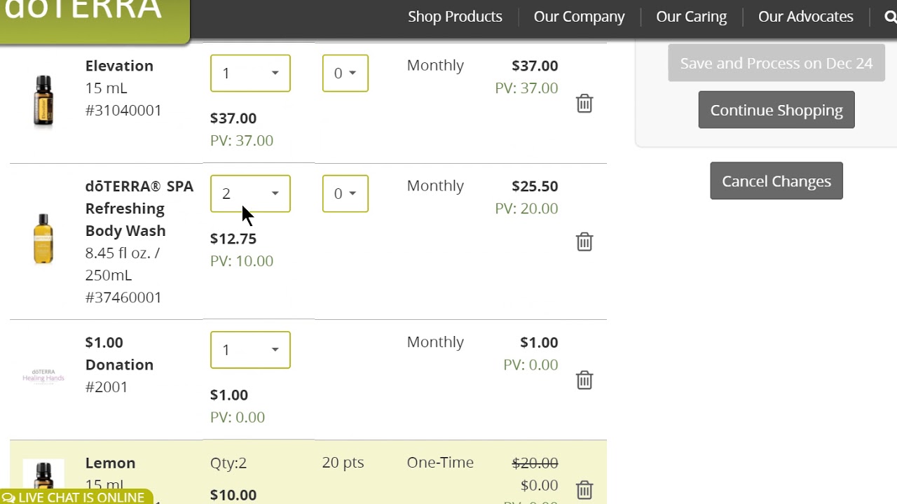 Doterra Points Redemption Chart