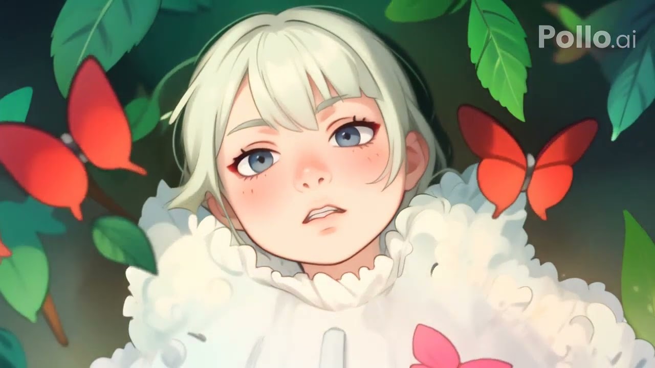 Anime girl in cottagecore butterfly