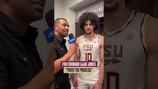 FSU forward Lajae Jones after the Noles’ take down Cal 95-89 🗣️ #floridastate #collegebasketball