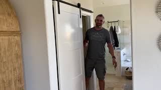 Master bathroom sliding barn doors