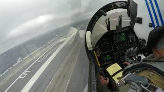 F 18 carrier landing in bad weather and low visibility   Military videos