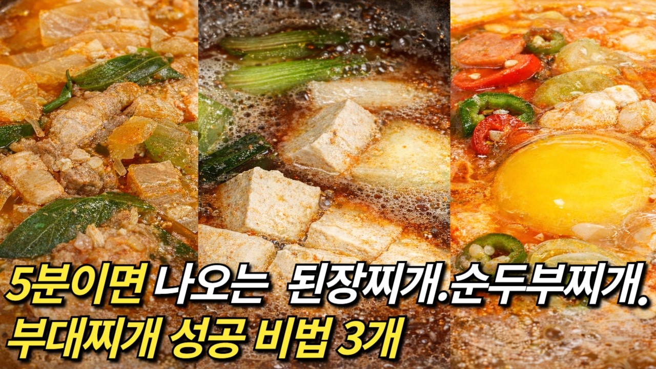 5분이면 나오는 된장찌개,순두부찌개,부대찌개 초간단레시피