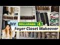 Diy small foyer entryway closet wardrobe makeover  organization ideas using dollarama finds