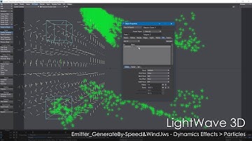 LightWave 3D: Emitter Generate By Speed & Wind scene rendered