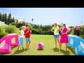 Amelia & Avelina sport challenge, boys vs girls kids fun with Akim & Roma