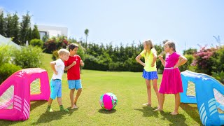 Amelia & Avelina sport challenge, boys vs girls kids fun with Akim & Roma