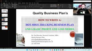 Full How to write a HOT SHOT TRUCKING Business Plan by Dr. Paul Borosky, MBA. News