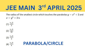 JEE MAIN 3RD APRIL 2025 The radius of the smallest circle which touches the parabolas y = x 2 + 2