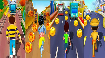 Rudra Subway Bus Endless Run VS Speedo and kicko VS Krishna Little Boy VS Little Singham Cop Subway