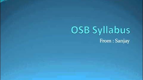 OSB Online Training