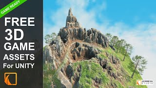 Free 3D game asset : Hill Rock Mountain Terrain and Tree for Unity 3d
