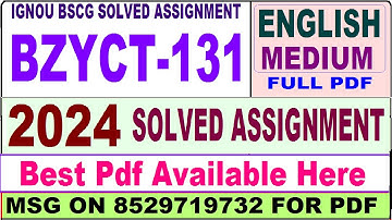 bzyct 131 solved assignment 2024 || bzyct 131 solved assignment 2023-24 in English ||  bzyct131 2024
