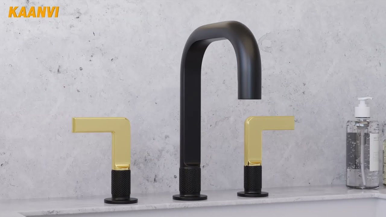 Luxury Faucet Render | Matte Black & Gold Finish | 3D Bathroom Design Visual