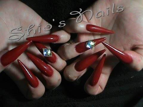 Uñas Acrilicas Rojo/Red Stiletto Nails - thptnganamst.edu.vn