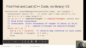 CP1 Topic 5: Video 2: Find first and last position of element in sorted array