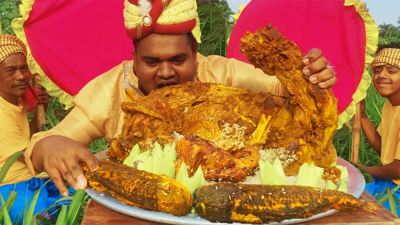 Our KING Eat Alone 12 KG Full Goat Mutton, 2 Full Fried Fish, Full Chicken - He Eat Like New Groom